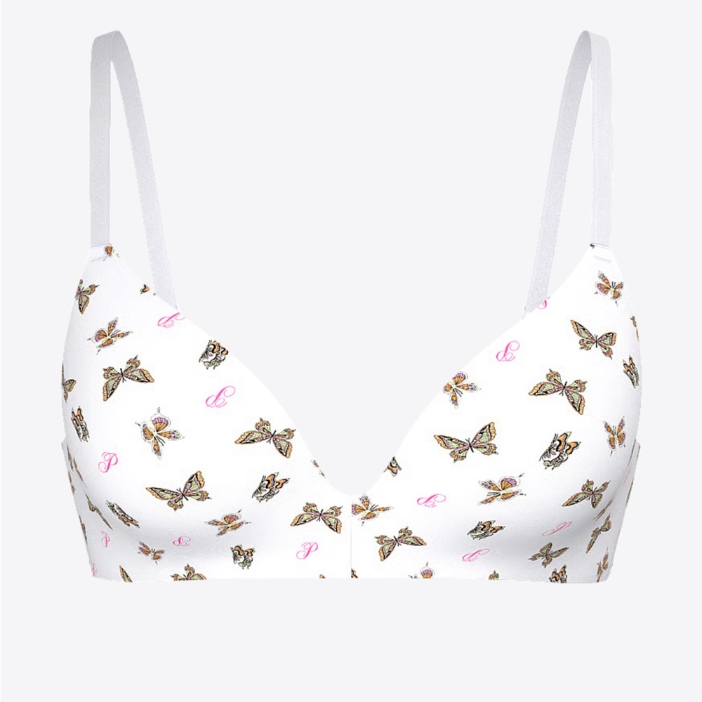 Victoria's Secret White Butterfly Print Bra